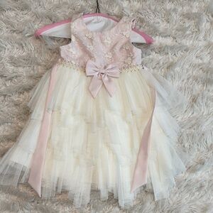 Elegant Pink and Cream Tulle Dress